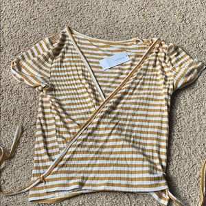 American eagle wrap around strip shirt